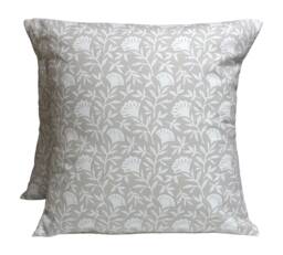 Clarke & Melby Floral Cushion Covers Natural Cream Cotton, 18