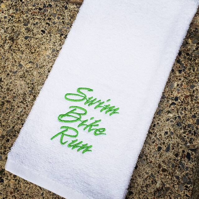 Embroidered Triathalon Towel Swim Bike Run, Personalized Gym Gift - image 1