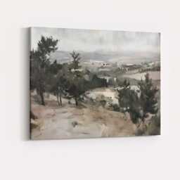 Monochrome Rural Valley Scenic Impressionist Landscape Painting Canvas Wall Art Print Decor Picture Ready To Hang - thumbnail 4
