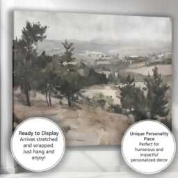 Monochrome Rural Valley Scenic Impressionist Landscape Painting Canvas Wall Art Print Decor Picture Ready To Hang - thumbnail 3