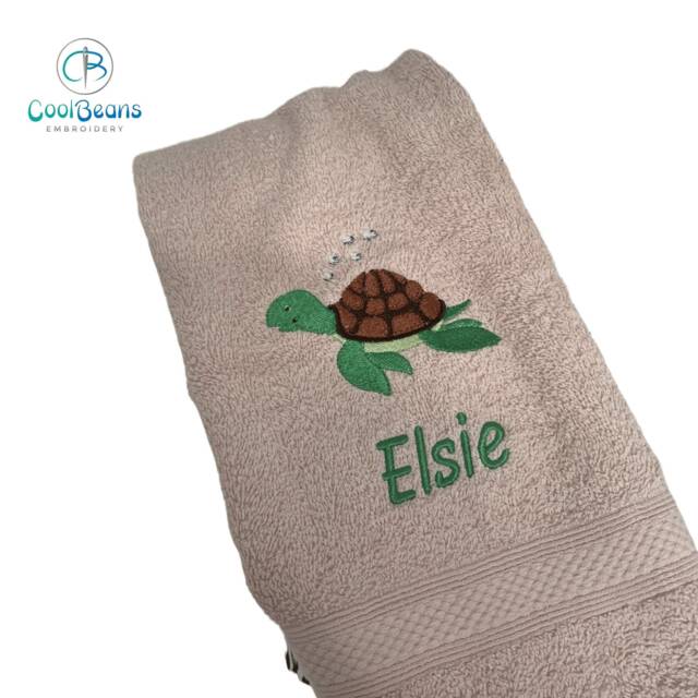 Turtle Towel - Personalised Face Cloth/Hand Bath = Embroidered - image 1