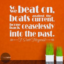 So We Beat On Boats Against The Current F Scott Fitzgerald Quote Vinyl Wall Decal Sticker - thumbnail 2