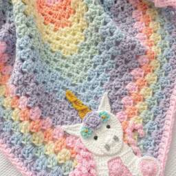 Crocheted Unicorn Baby Blanket - thumbnail 2