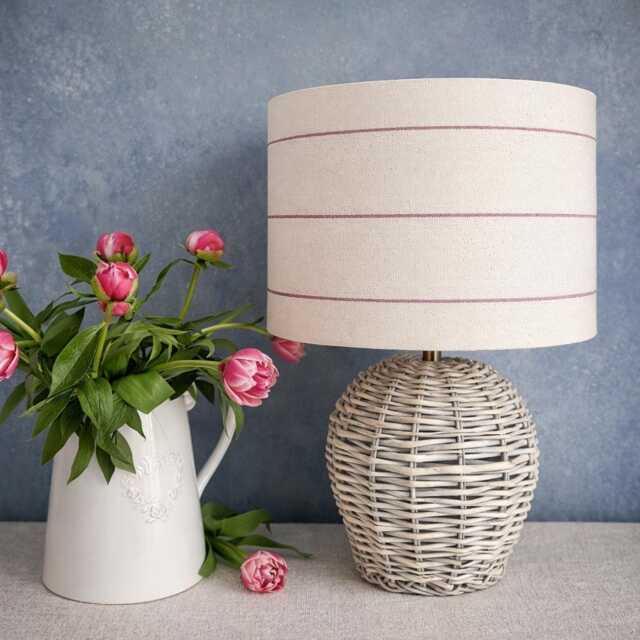 Red Woven Stripe Natural Oatmeal Linen Style Lampshade Or Ceiling - image 1