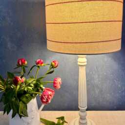 Red Woven Stripe Natural Oatmeal Linen Style Lampshade Or Ceiling - thumbnail 3