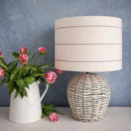 Red Woven Stripe Natural Oatmeal Linen Style Lampshade Or Ceiling