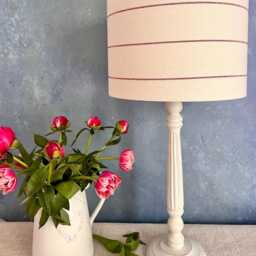 Red Woven Stripe Natural Oatmeal Linen Style Lampshade Or Ceiling - thumbnail 2