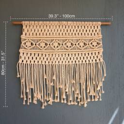 Large Macrame Wall Hanging, Boho Woven Headboard, Fiber Art Tapestry - thumbnail 4