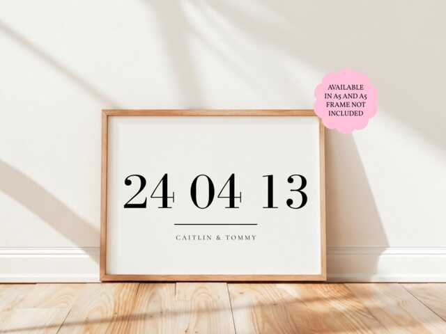Personalised Date Print, Custom Dates Family Wall Art Gift, Couple Keepsake, A4 A5 Glossy Finish - image 1