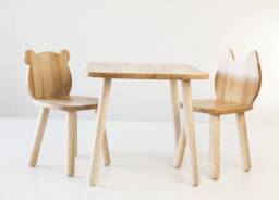 Beech Wood Toddler Desk & Chair Set, Cat Design