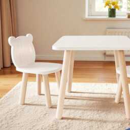 Beech Wood Toddler Desk & Chair Set, Cat Design, Back-To-School Season Gifts - thumbnail 3