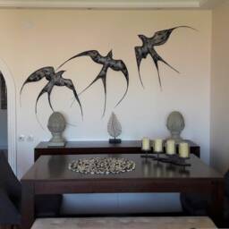 3 Pcs Large Swallow, 80x80cm , Large Metal Wall Decor, Wall Art, Porch Decor Ideas , Outdoor Wall Art , Living Room Decor, 3D Decor, Birds - thumbnail 3