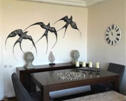 3 Pcs Large Swallow, 80x80cm , Large Metal Wall Decor, Wall Art, Porch Decor Ideas , Outdoor Wall Art , Living Room Decor, 3D Decor, Birds - thumbnail 1