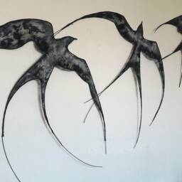 3 Pcs Large Swallow, 80x80cm , Large Metal Wall Decor, Wall Art, Porch Decor Ideas , Outdoor Wall Art , Living Room Decor, 3D Decor, Birds - thumbnail 2