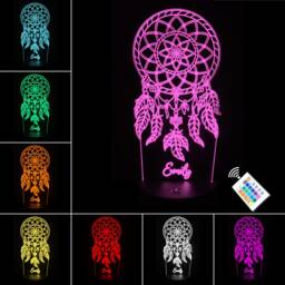 Personalised Any Name Dreamcatcher Led Neon Night Light. Bedroom/Nursery. Multi Coloured, Remote Control & Usb. Desk Lamp Gift. 9 Designs - thumbnail 1