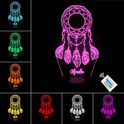 Personalised Any Name Dreamcatcher Led Neon Night Light. Bedroom/Nursery. Multi Coloured, Remote Control & Usb. Desk Lamp Gift. 9 Designs - thumbnail 2