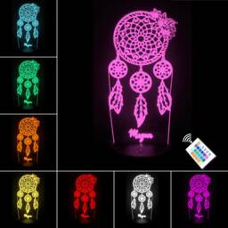 Personalised Any Name Dreamcatcher Led Neon Night Light. Bedroom/Nursery. Multi Coloured, Remote Control & Usb. Desk Lamp Gift. 9 Designs - thumbnail 3
