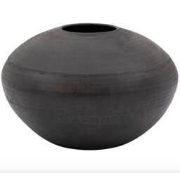 Large Oval Black Metal Vase, Planter, Pot, Huge Vase - thumbnail 1