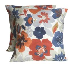 "Fryetts Emile Floral Cushion Cover Burnt Orange & Blue - 16""-24" - thumbnail 1