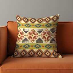 Boho Tribal Cushion Cover, Colorful Aztec Geometric Pattern Pillow Case, Southwestern & Desert Inspired Home Decor