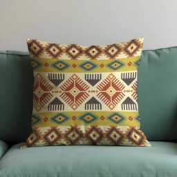Boho Tribal Cushion Cover, Colorful Aztec Geometric Pattern Pillow Case, Southwestern & Desert Inspired Home Decor - thumbnail 4