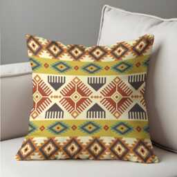 Boho Tribal Cushion Cover, Colorful Aztec Geometric Pattern Pillow Case, Southwestern & Desert Inspired Home Decor - thumbnail 2