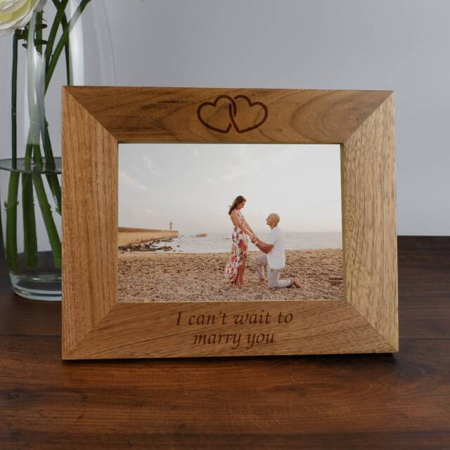 Personalised Hearts Wooden Photo Frame Laser Engraved Gift For Mother's Day Birthday Wedding Anniversary Engagement - Custom Message - image 1