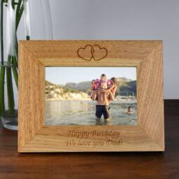 Personalised Hearts Wooden Photo Frame Laser Engraved Gift For Mother's Day Birthday Wedding Anniversary Engagement - Custom Message - thumbnail 2