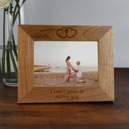 Personalised Hearts Wooden Photo Frame Laser Engraved Gift For Mother's Day Birthday Wedding Anniversary Engagement - Custom Message - thumbnail 1