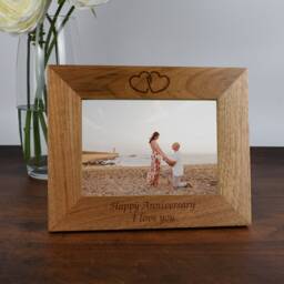 Personalised Hearts Wooden Photo Frame Laser Engraved Gift For Mother's Day Birthday Wedding Anniversary Engagement - Custom Message - thumbnail 3