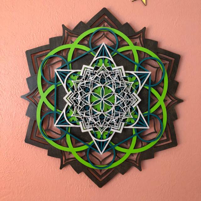 Lotus Mandala, Laser Cut Wood Mandala Wall Art, Hanging Seed Of Life Metatron's Cube, Sacred Geometry - image 1