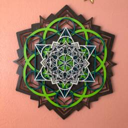 Lotus Mandala, Laser Cut Wood Mandala Wall Art, Hanging Seed Of Life Metatron's Cube, Sacred Geometry - thumbnail 1