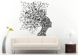 Beautiful Girl Woman Made Out Of Musical Notes Head Music Hair Style Wall Decal Vinyl Sticker Mural Room Decor L722 - thumbnail 1