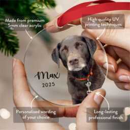 Personalized Pet Photo Ornament Using Pet's + Name - Custom Christmas Dog Cat - thumbnail 2