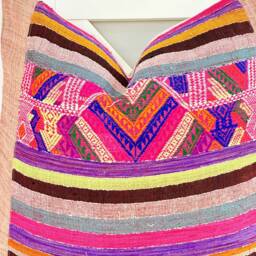 Vintage Embroidered Silk Textile Ethnic Piece Of Tradition Costume Pillow Cover - thumbnail 2
