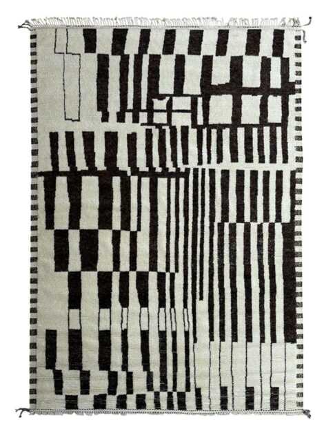 Hand-Knotted Moroccan Beni Ourain Rug, 100% Natural Wool, Modern Berber Carpet For Living Room - image 1