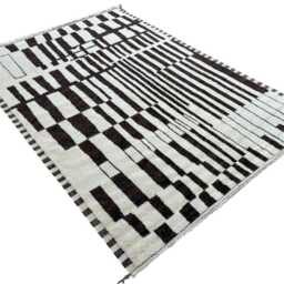 Hand-Knotted Moroccan Beni Ourain Rug, 100% Natural Wool, Modern Berber Carpet For Living Room - thumbnail 3