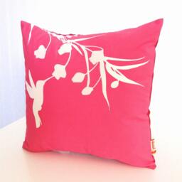 Hot Pink Hummingbird With Eucalyptus - Mini 10.5 Inches Square Pillow - thumbnail 2