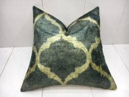 Silk Ikat Pillow Cover 16x16, Handwoven Accent Cushion - thumbnail 1