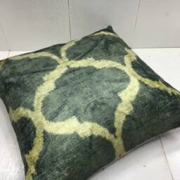 Silk Ikat Pillow Cover 16x16, Handwoven Accent Cushion - thumbnail 4