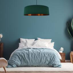 Extra Large Green Velvet Lampshade With Copper Lining - thumbnail 2