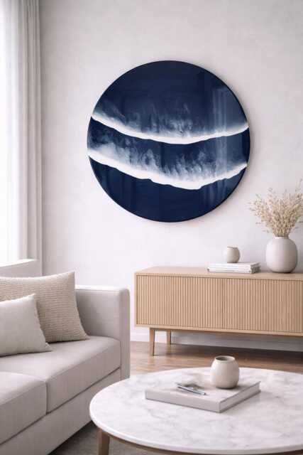 Ocean Wave Resin Wall Decor, Blue Beach Epoxy Sea Art - image 1