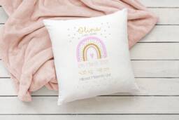 New Baby Gift Personalised Cushion Keepsake For Baby Girls Boys Custom Pillow Decorative Cushions Babies Nursery Decor Girl Boy Rainbows