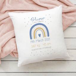 New Baby Gift Personalised Cushion Keepsake For Baby Girls Boys Custom Pillow Decorative Cushions Babies Nursery Decor Girl Boy Rainbows - thumbnail 2