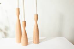 Handmade Wood Candlestick Set Rustic Taper Candle Holders - thumbnail 1