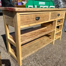 Rustic Farmhouse Kitchen Island With Integrated Wine Rack - thumbnail 2