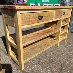 Rustic Farmhouse Kitchen Island With Integrated Wine Rack - thumbnail 3