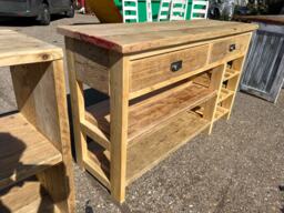 Rustic Farmhouse Kitchen Island With Integrated Wine Rack - thumbnail 1