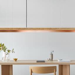 Pendant Lamp - Oak Wood & Copper Dining Room Gantlights Led - thumbnail 2