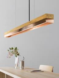 Pendant Lamp - Oak Wood & Copper Dining Room Gantlights Led